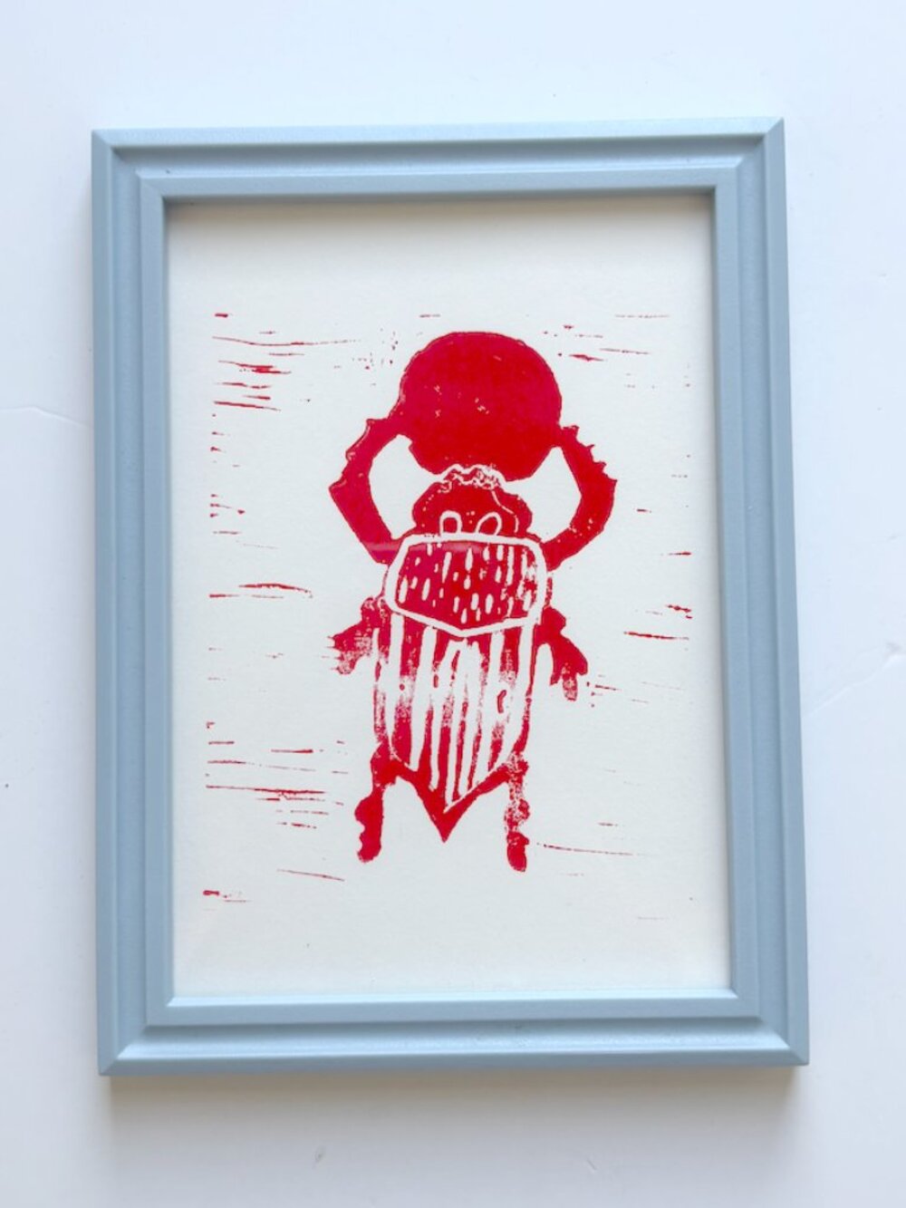 Handmade Framed Beetle Print 5x7
